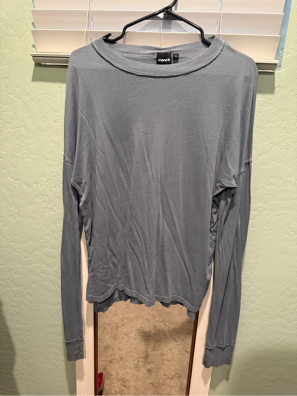 Mono B Long Sleeve Crewneck Top in Slate